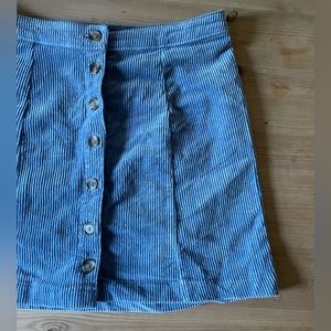 ♞ Blue Corduroy Button Front Mini Skirt ♞